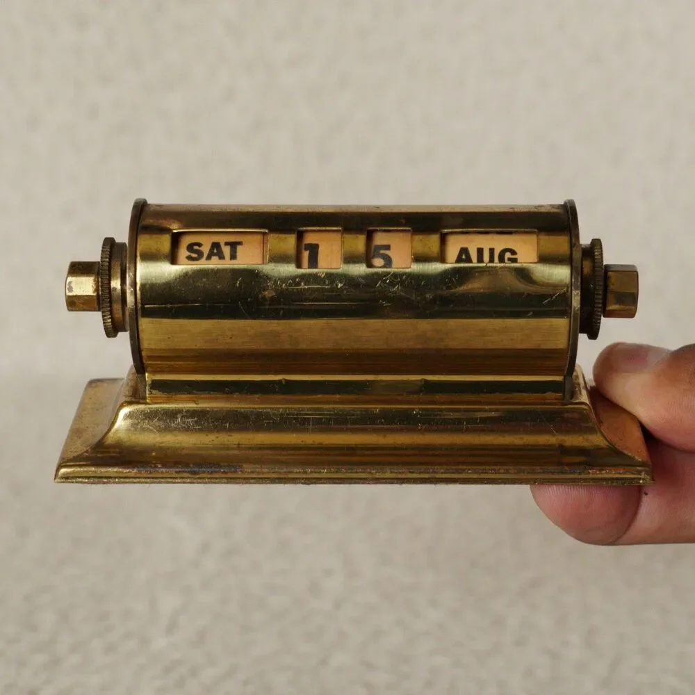 Park Sherman Brass Perpetual Desk Calendar Mid-Century Springfield Illinois VTG